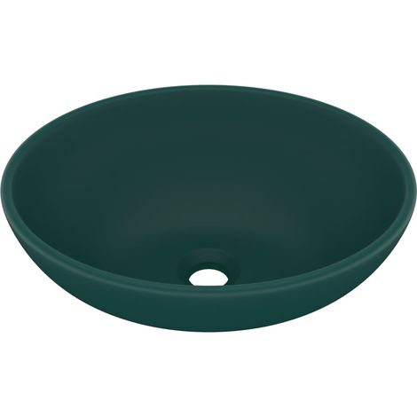 Lavabo ovale di lusso 40x33 cm in ceramica verde scuro opaco 020002668