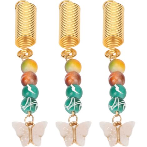 10 pendentifs à ressort pour dreadlocks en alliage, perles papillon, style vintage, pour tresses DIY, bijoux de cheveux type 2 (1/5)