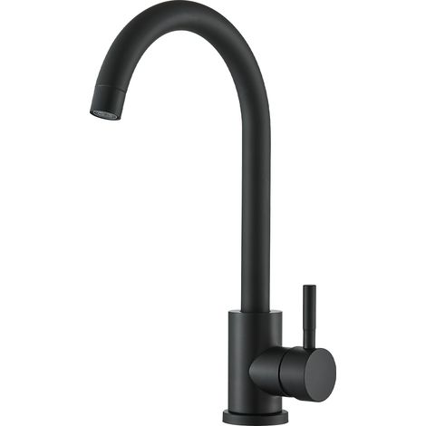 Robinet Cuisine Noir Mitigeur Cuisine Pivotant à 360° Col de Cygne Robinetterie de Cuisine Monocommande Robinet Evier de Cuisine Froide et Chaud (1/5)