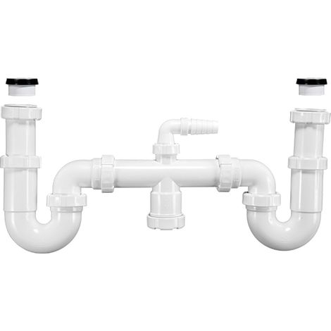 Sifón doble curvo con racor extensible asiento plano y cónico, salida orientable R-23 - RIUVERT (1/2)