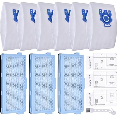 Filtre pour Miele Active Airclean Plus 50 Compact C1&C2, Complete C2&C3, S8340 S4000 S5000 S6000 S8000, 6 GN sacs d'aspirateur + 3 filtres HEPA + 6 micro-filtres, filtres d'aspirateur pour (1/5)