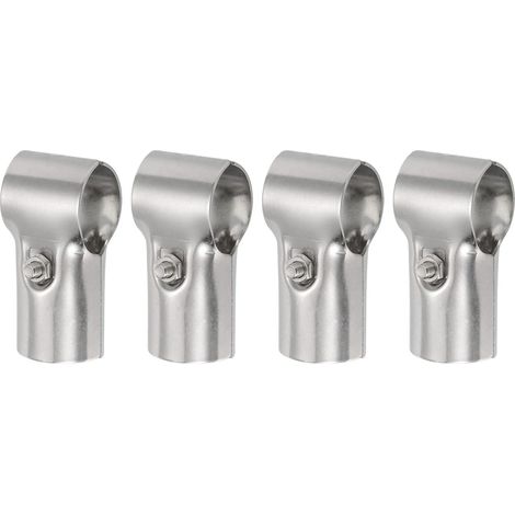 Connecteur de Collier de Serrage en T 4Pcs Connecteur de Tuyau Structurel Collier Serrage pour Clôture en Maillon Chaîne Coin en Acier Inoxydable Argenté Convient OD 1-1/4 Pouce (30mm) (1/5)