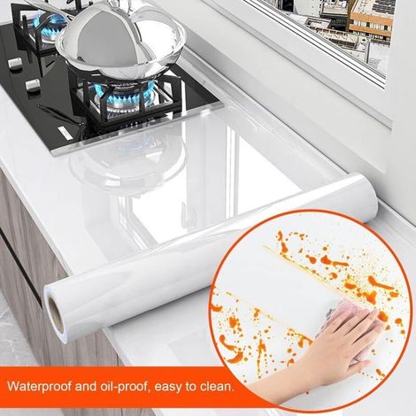Film adhésif transparent pour crédence cuisine – Imperméable, résistant à l'huile – 45 x 200 cm