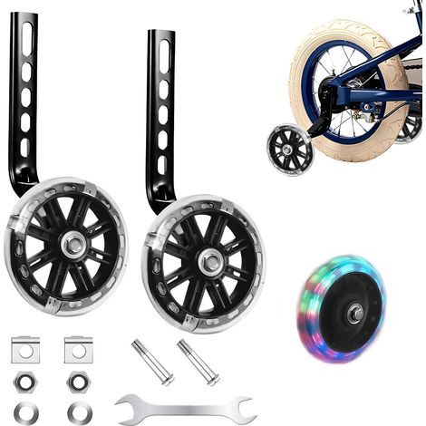 Roulette Velo Enfant, Roues Stabilisatrices Roues D'entraînement de Vélo de Support pour Vélo D'dnfant Stabilisateurs Universelle 12 14 16 18 20 Pouces Roue Réglables (1/5)
