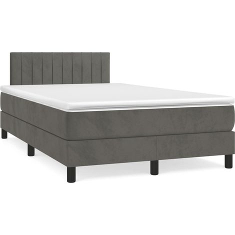 Sommier à lattes de lit avec matelas LED gris foncé 120x190 (1/5)