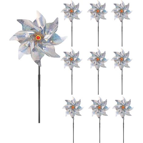 Reflective windmill bird repellent – 10-piece set – Weatherproof PVC material – Effective even in light wind (1/4)