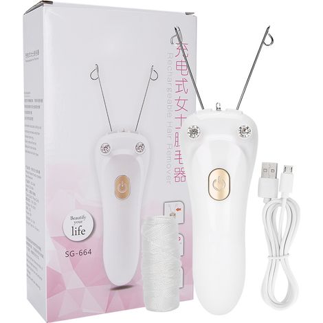 Épilateur à fil de coton électrique doré, rechargeable par USB-AquaForge