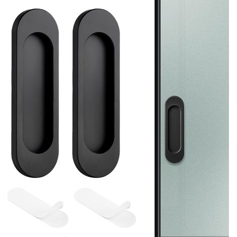 2 maniglie ovali autoadesive per porte scorrevoli da 10 cm – Ideali per porte scorrevoli da patio e mobili, installazione facile e resistente