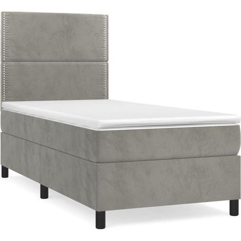 Maison Exclusive - Sommier à lattes de lit et matelas Gris clair 100x200cm Velours (1/5)
