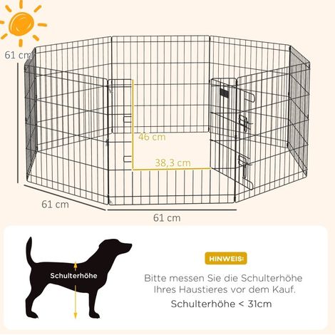 Parc pour chiot 61x61 cm en métal noir avec porte – MEUBLIV (1/5)