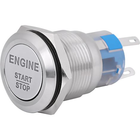 Interrupteur à bouton marche/arrêt moteur 12 V à LED blanche, acier inoxydable argenté (1/5)