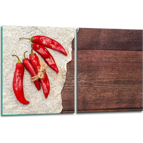 2 plaques de protection en verre pour cuisinière 40x52 piment (1/5)