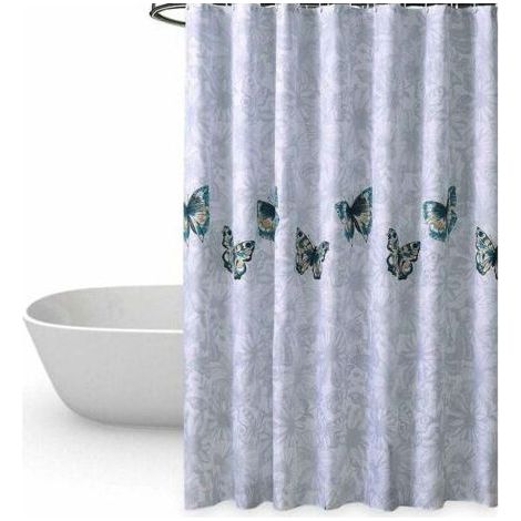 ALLIANDISRideau de Douche 80 180cm Imperméable Anti-moisissure Anti-bactérien Inodore Polyester Crochets Baignoire Rideaux de Salle de Bain Le Motif de Papillon (1/4)