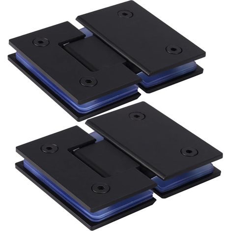BEBUSINGOTO Charniere Pporte Verre à 180 degrés, Supports en Verre, Ouverture et Fermeture à 180 Degrés, Charniere Porte Inoxydable,Convient Pour Charnière Pliante en Verrede 6 à 12 mm (2 pièces noir (1/5)