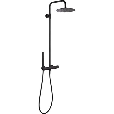 Eurosanit – Colonne de douche mécanique noire – Finition métal – Douchette stylo avec support – Pomme orientable – Installation rapide et facile