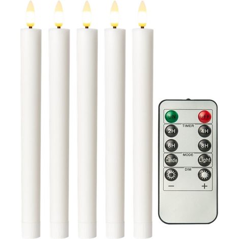 Goobay LED-Kerzenständer aus echtem Wachs mit Fernbedienung, 5er-Pack, weiß