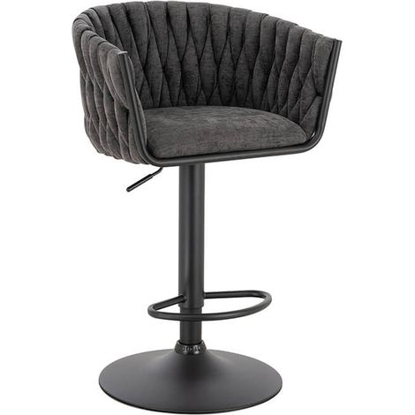 HOME DELUXE Barhocker SAMIR – Dunkelgrau, gewebt, höhenverstellbar (1er Set)  Moderner Tresenhocker mit Stoffbezug & Fußstütze  Barhocker höhenverstellbar beige, Barhocker Stoff beige, Barhocker geweb