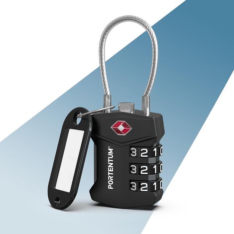Cadenas TSA homologué avec combinaison à 3 chiffres – Cadenas valise avion à câble flexible et porte-clés d’identification – Cadenas voyage pour valises sacs à dos fermetures et casiers (1/5)
