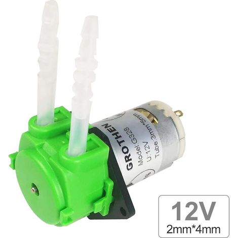DC 12V Dosing Pump Peristaltic Pump Mini Water Liquid Pump Peristaltic Tube Head Self-Priming Functi-3mmX5mm-Green (1/5)