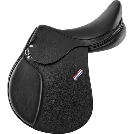 18", Noir: Selle de saut Atlanta en cuir martelé garrot interchangeable