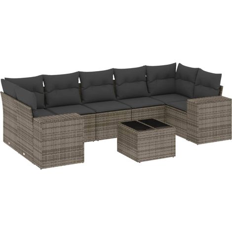 Maison Exclusive - 8-tlg. Garten-Sofagarnitur mit Kissen Grau Pol