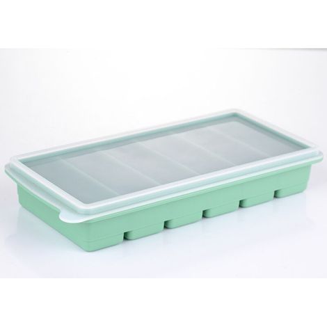 Bacs à Glaçons en Silicone avec Couvercle, Grande Taille Moule à Glaçons Faciles à Retirer, sans B pour Vin, Cocktail, Boisson Vert Clair (1/5)