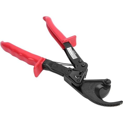 Cortacables de trinquete, Alicates de crimpado para cables, Cortador de cobre y aluminio, Mango ergonómico antideslizante, 240 mm², Negro y rojo (1/5)
