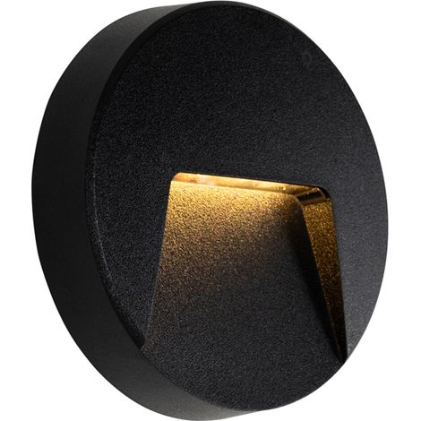QAZQA Moderno Lámpara de pared exterior redonda negra con LED IP65 - Gem Plástico Redonda Incluye LED Max. 1 x 3 Watt