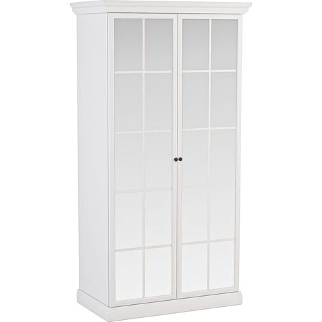 AX LIVING Kleiderschrank mit Spiegel Levantos – 102,5 cm Weiß Opal