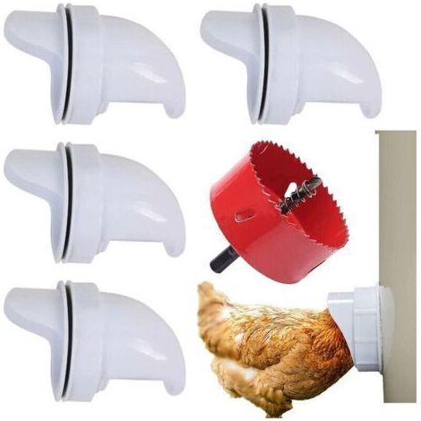Mangeoire Poules Automatique, Avec 6 Ports Et Scie Cloche, éTanche à la Pluie, Mangeoire à Poulet sans DéChetsConvient aux seaux, seaux, boîtes, auges, mangeoires à poulets zéro déchet (1/4)