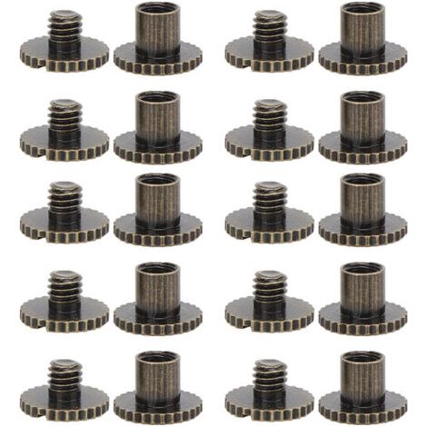 10 pièces rivets à tête plate à cannelures laiton pour fixations ceintures sacs à dos meubles bronze (1/5)