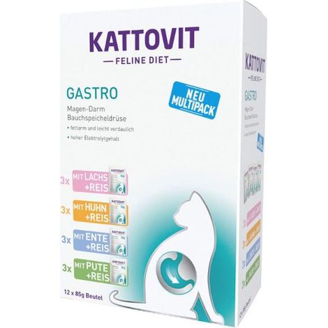 Kattovit Gastro Multipack 12x85g - Futter für Katzen mit Darm-, Magen- und Bauchspeicheldrüsenerkrankungen