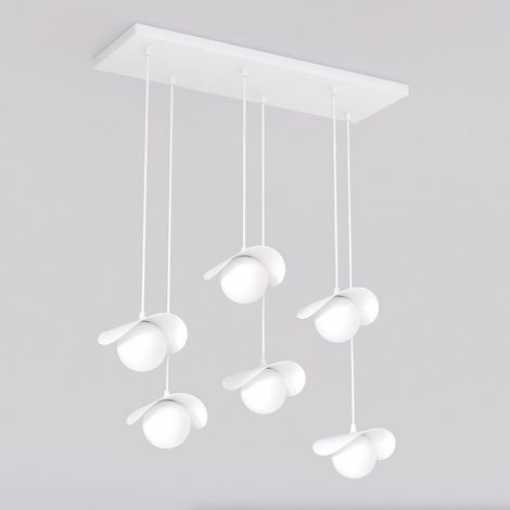 Lampada a sospensione Ritual 6 in acciaio bianco opaco