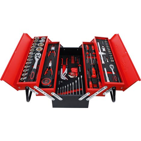 Bgs Technic – Caisse à outils métallique 5 compartiments – Acier chrome-vanadium – 86 outils – Dimensions 460x95x45mm – 6056