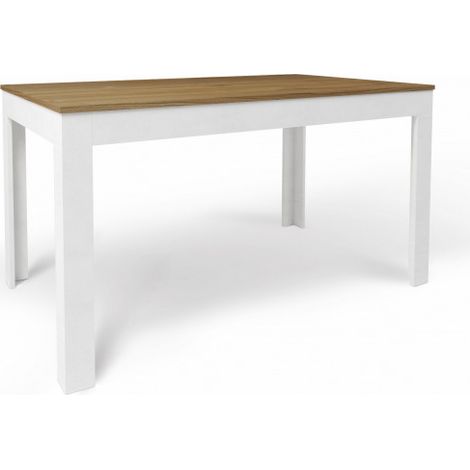 Mesa extensible 140+60L x 80P x h75 – Acabado en madera nogal Stelvio y blanco mate – Sarmog