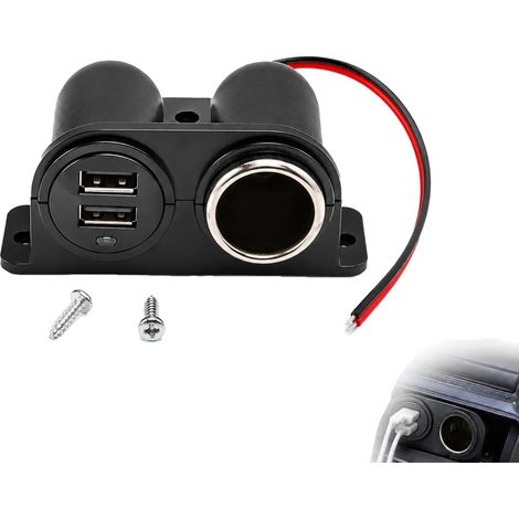 1 Pièces Double USB Allume Cigare Prise Chargeur Voiture avec Interrupteur et Voltmètre LED, 12/24V Adaptateur Secteur Auto Moto Allume Cigare Prise Chargeur, Compatible Voiture, SUV, Bateau, Camion (1/5)