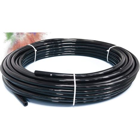 100-Meter-Rolle aus Polyamid-Schlauch 1/4". Hohe Festigkeit. Berstdruck 140 Bar. Farbe Schwarz.
