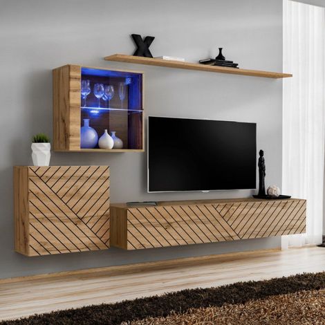 Ensemble Meuble TV "Switch Lamel XV" 260cm Naturel (1/5)