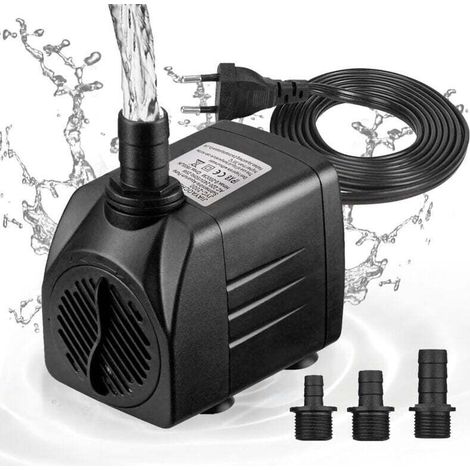 Mini Water Pump (1800L/H, 25W) - Pond Pump / Well Pump / Aquarium Pump - Max Spray Height: 2m - Suction Cups on the Bottom - 1.8m Plug Cable with 3 Nozzles - Sile MUMU (1/4)