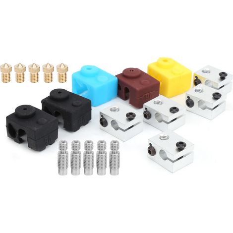 3D-Drucker-Heizblock + M6-Extruder-Einlassrohr + Düse + Silikonhülse, Kit kompatibel mit Makerbot MK7 und MK8 (1/5)