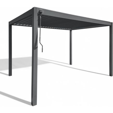 Pergola bioclimatica 3x4 in alluminio con doppia lamella frangisole orientabili e resistenti a tutte le intemperie - Antracite (1/4)