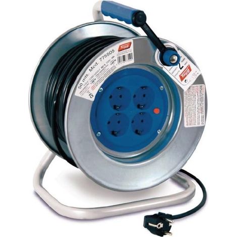 enrollador eléctrico portátil ip20tayg. 4 tomas 2p+t. 16 a. 25 m. tambor metálico - tayg