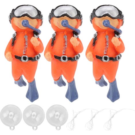 Ensemble de 3 décorations de plongeur pour aquarium, en résine sûre, position ajustable, convient aux aquariums d'eau douce et d'eau de mer. (1/5)