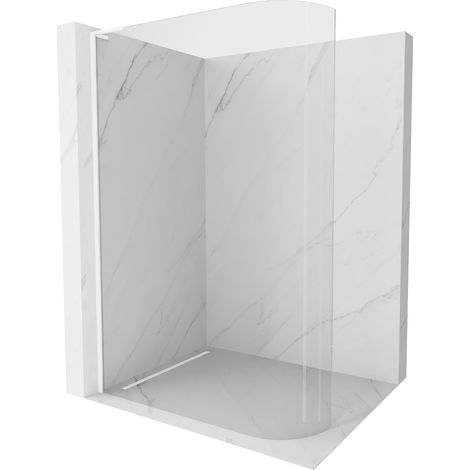Mexen Kioto-R L pannello doccia arrotondato Walk-in 110 x 200 cm, trasparente, bianco - 800-110-103-20-06 (1/5)