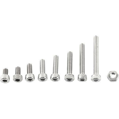 Boulon de vis à six pans creux en acier inoxydable M2.5 A2 avec assortiment d'écrous hexagonaux (tête cylindrique) (1/5)