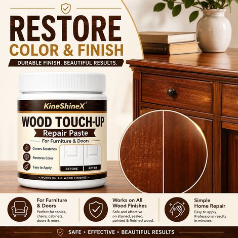 KineShineX Holzreparaturpaste für Holztüren und -möbel, Kratzerreparaturpaste für Massivholzschränke und Ausbesserungspaste für Bodenlacke (1/5)