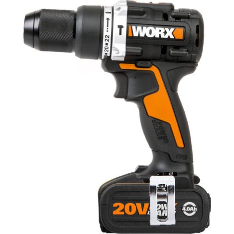 Worx – Perceuse-visseuse à percussion 20V – Moteur sans balais – Couple 60Nm – 2 batteries 4Ah – Mandrin 13mm – Pour maçonnerie compacte (1/5)