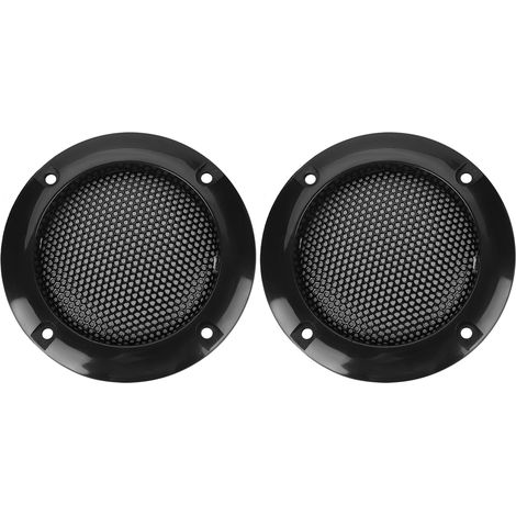 Grille de protection décorative en acier pour haut-parleur de voiture (noire), 2 pouces