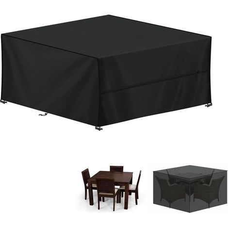 Housse Table de Jardin, 200x200x85cm Bâche Salon de Jardin Carré  Housses Protection Salon de Jardin Imperméable Bache Table de Jardin, Anti-UV, 420D Oxford Housse Table Exterieur (1/5)