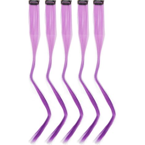10 Mèches de Rallonge Cheveux Longues Droites Dégradé Violet Exquises Clip Extensions pour Cosplay Fêtes Halloween Événements (1/5)
